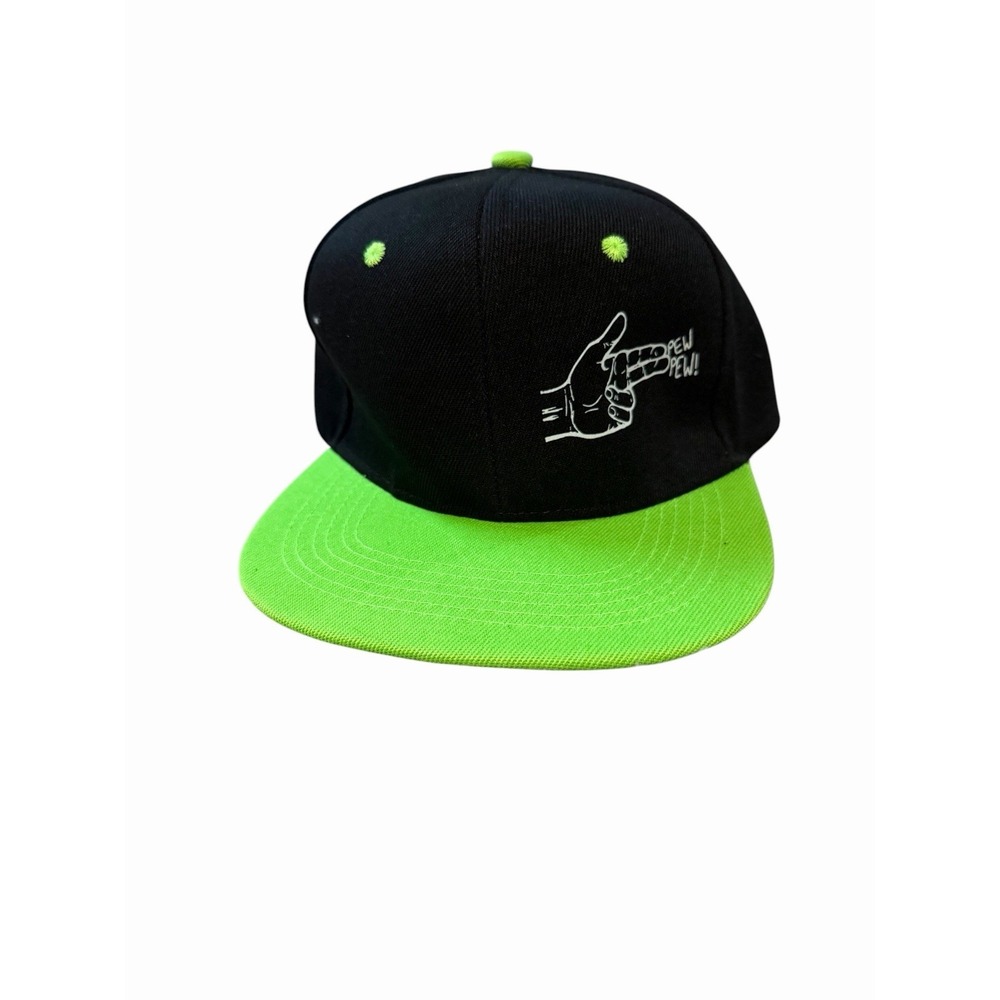 NEW mens snapback flat bill hat cap adjustable pew pew green black